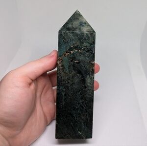Large Moss‎ Agate Genuine Dark Green Crystal Tower